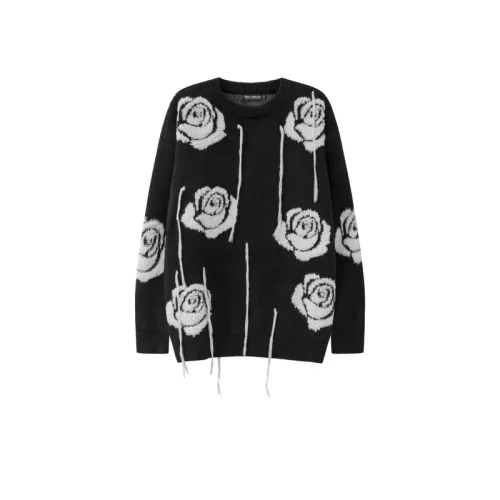 Lazy Style Chic Design Rose Tassel Long Sleeve Retro Knitted Wool Sweater