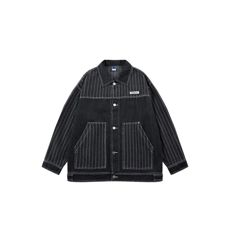 Striped Embroidered Denim Jacket-2