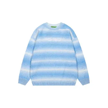 Retro Contrast Color Blended Synthetic Fabrics Sweater