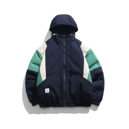 Color-blocked Hooded Cotton Coat