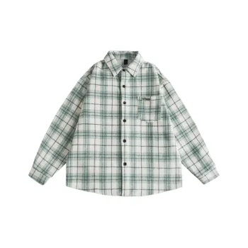 Retro Long Sleeve Cotton Blended Fabric Shirt Unisex