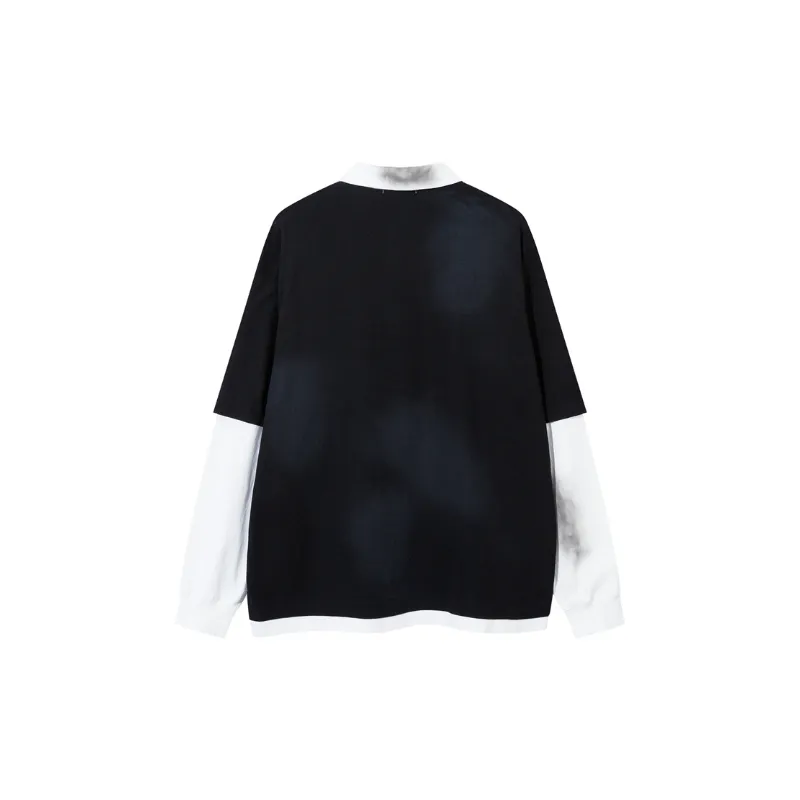 Lapel Splicing Fake Two Piece Sweatshirt-1