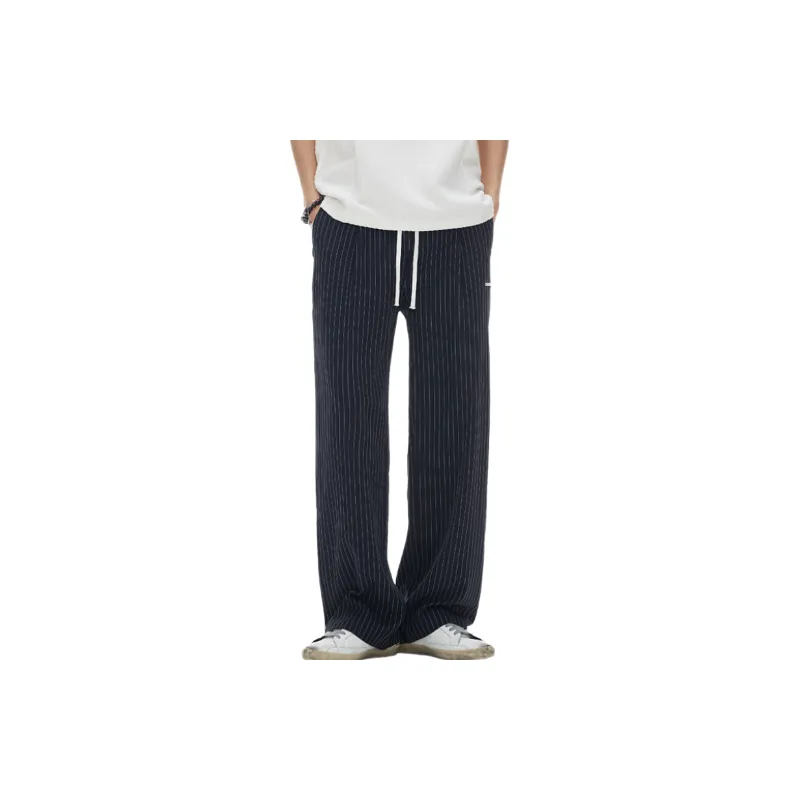 Simple Loose Blended Synthetic Fabrics Casual Pants-4