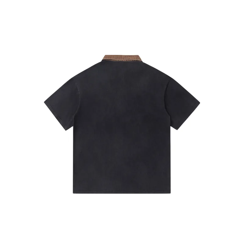 Lapel Short Sleeve T Shirt-3