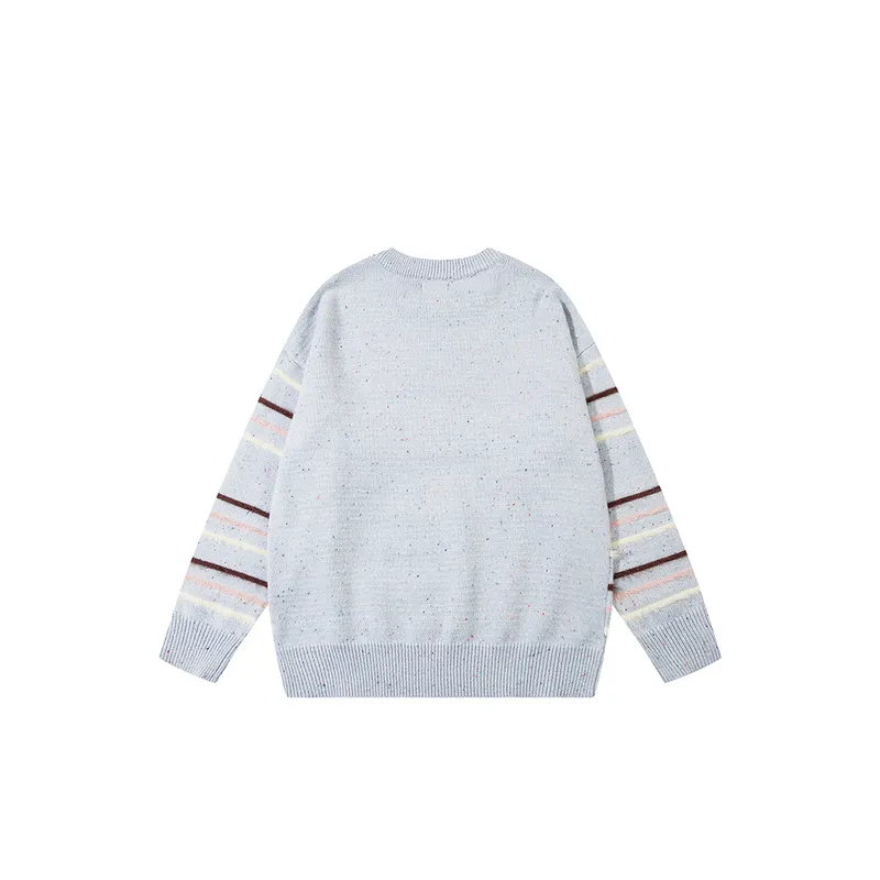 Street Trend BF Style Button Stripe Lazy Sweater-3