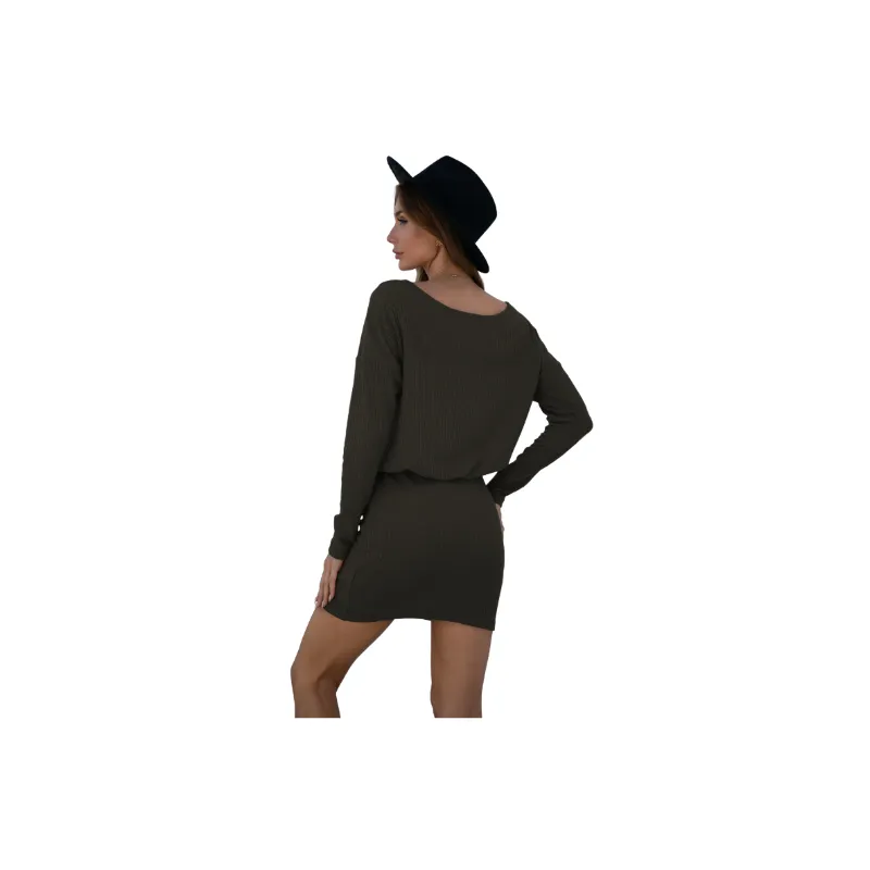 Plain Sexy Polyester Dress Women-3