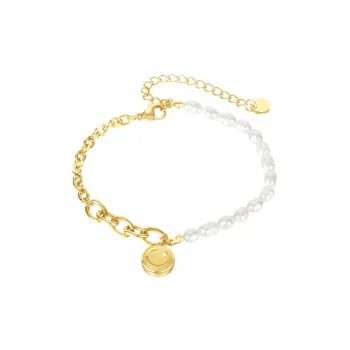 Smiley Face Titanium Steel Pearl Bracelet