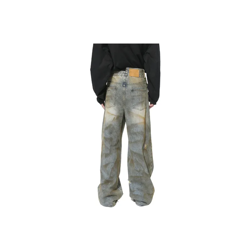 Retro Washed Niche Design Jeans-2