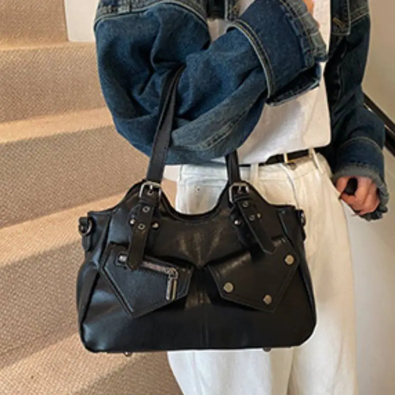 Contrast Color Retro Shoulder Bag-12