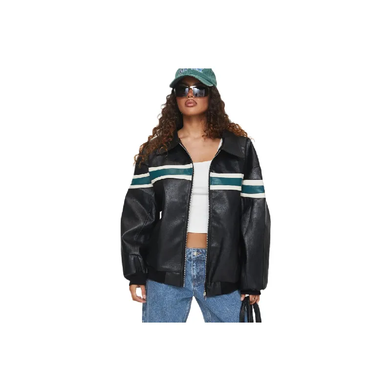 Fashionable Loose Leather Jacket Women-0