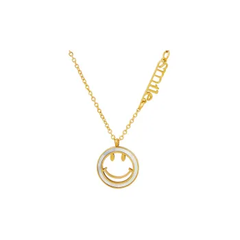 White Seashell Smiley Face Pendant Necklace