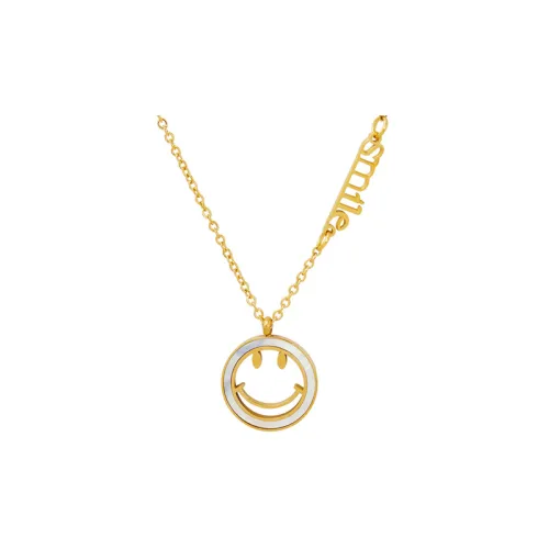 White Seashell Smiley Face Pendant Necklace