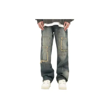 Vintage Washed Straight Edge Loose Jeans