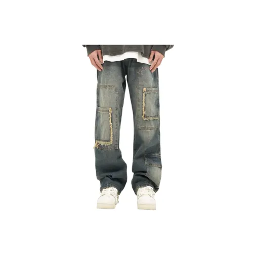 Vintage Washed Straight Edge Loose Jeans