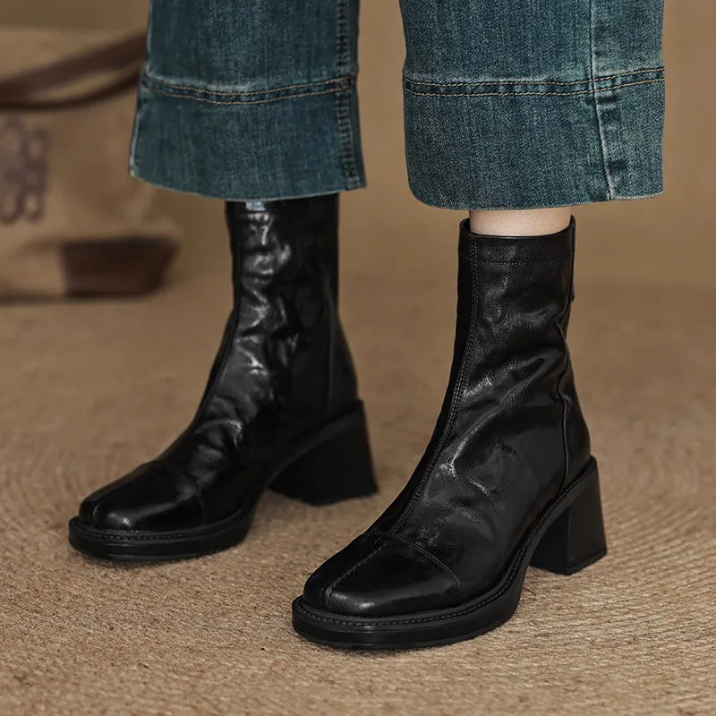 Retro Zipper Ankle Boots-4