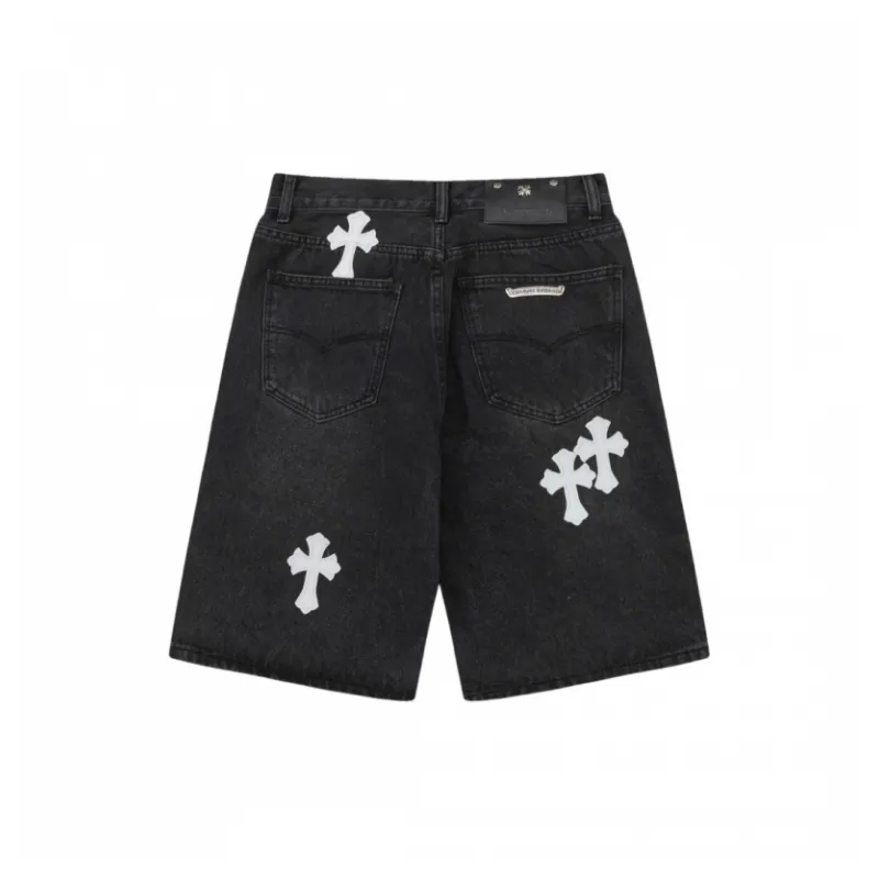 Fashionable Embroidered Denim Shorts-7