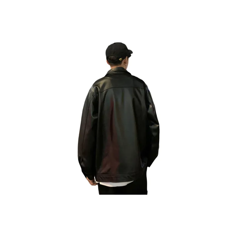 Fashionable Simple Leather Jacket-1