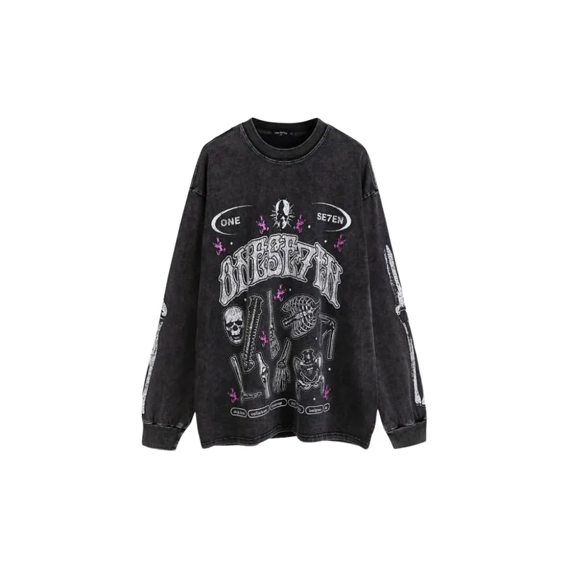 Retro Loose Long Sleeve T Shirt-0
