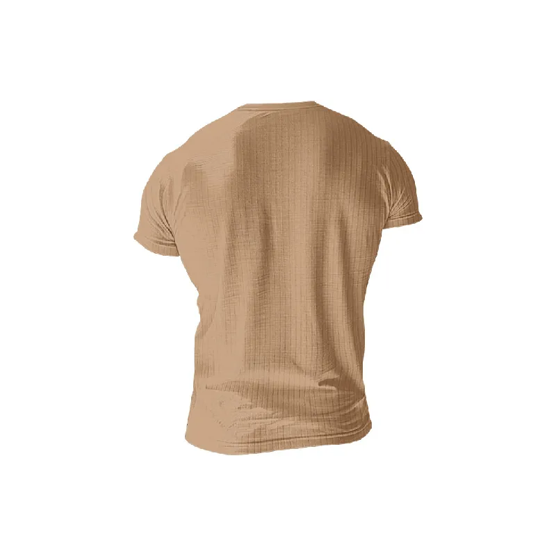 Casual Plain Blended Synthetic Fabrics T Shirt-9