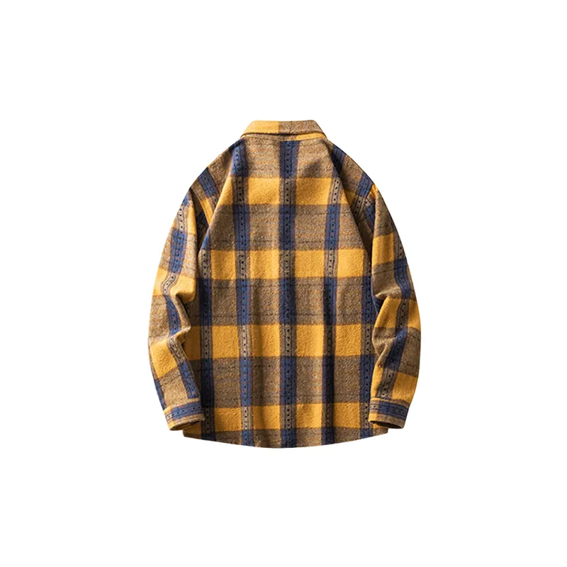 Casual Plaid Cotton Blended Fabric Shirt-9