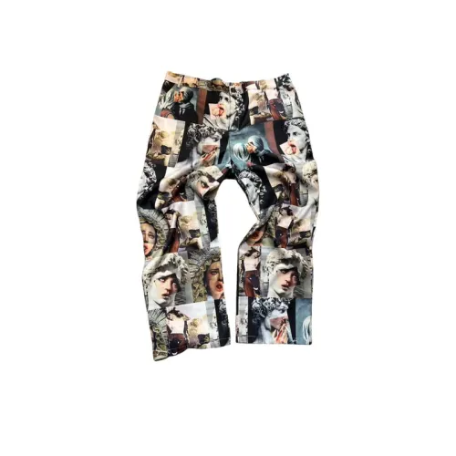 Printed Loose Straight Pants Large Size Casual