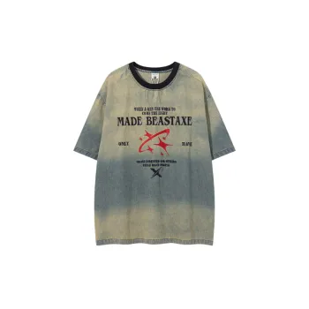 Retro Embroidery Cotton Blended Fabric T Shirt