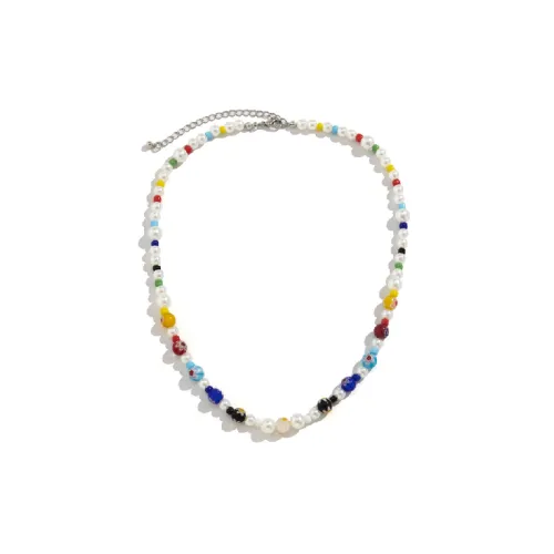 Glass Flower Colorful Beaded Necklace for Men