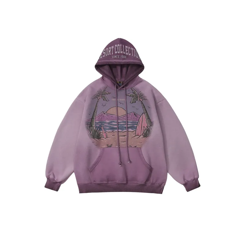 Retro Printing West Coast Holiday Loose Sweatshirt-2