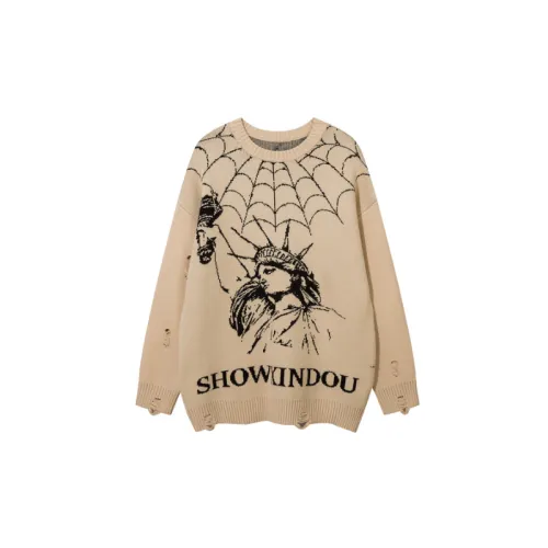 New Season Style Retro Design Spider Jacquard Loose Crewnwck Knit
