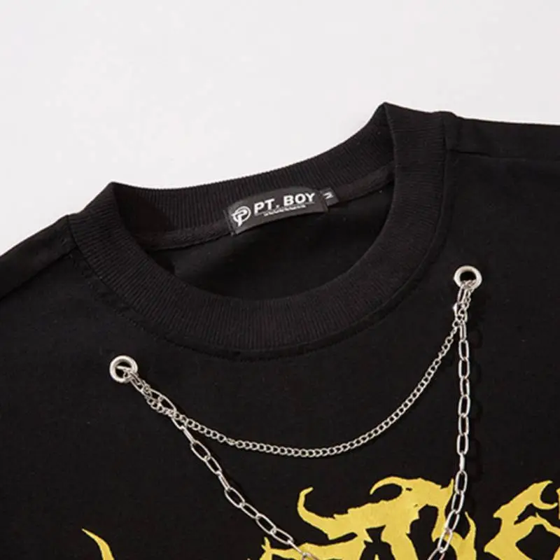 Fashionable Ripped Cotton Blended Fabric T Shirt-2