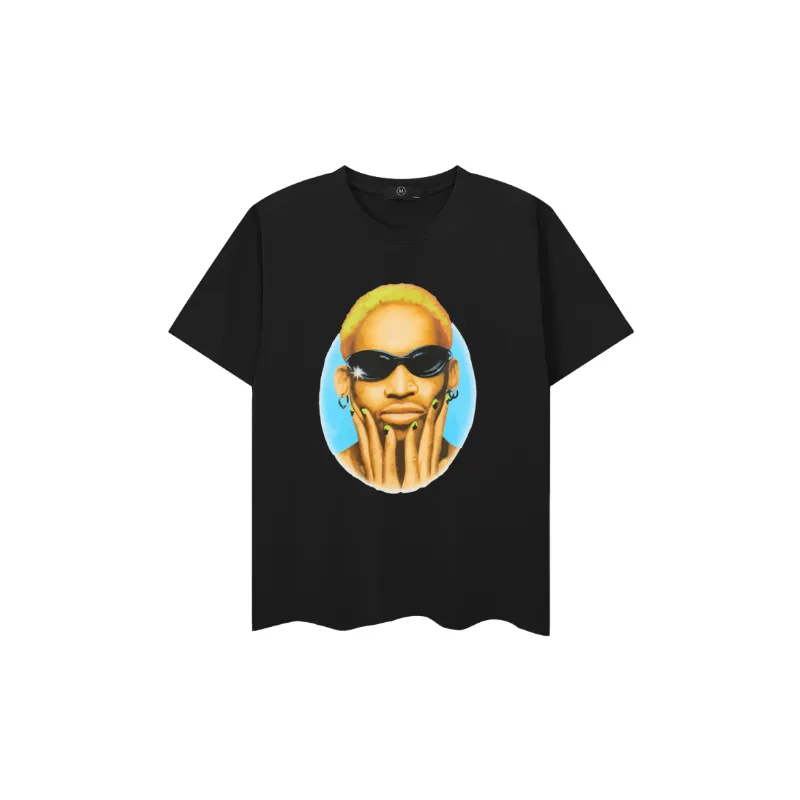 Loose Letter Cotton Blended Fabric T Shirt-4