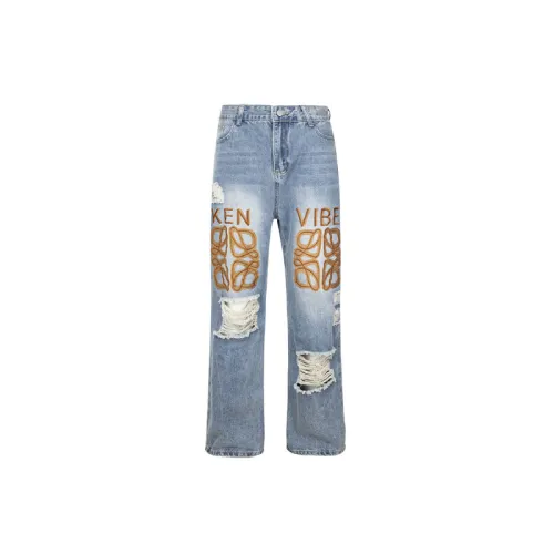 Trendy Loose Ripped Straight Jeans