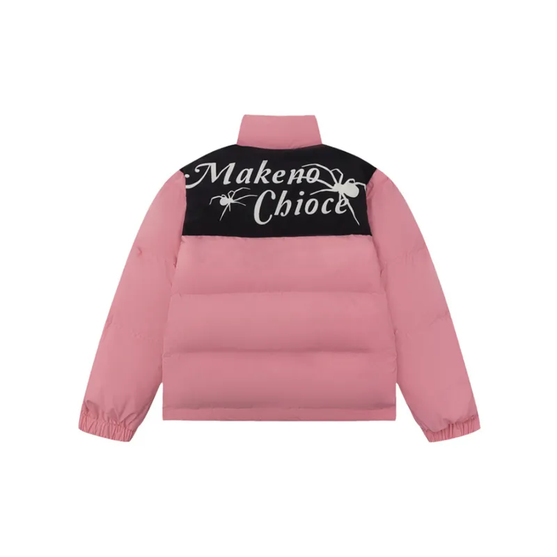 Spider Pattern Spliced Collision Color Cotton Jacket-7