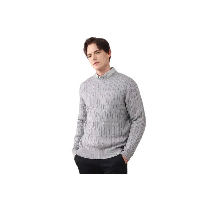 Retro Embroidered Long Sleeve Wool Sweater-1