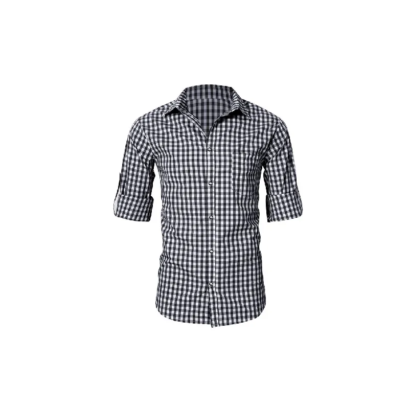 Fashionable Long Sleeved Plaid Cotton Shirt-4