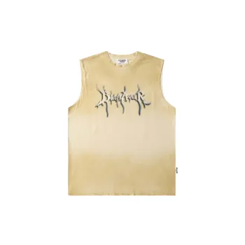 Washed Old Letter Print Hip Hop Vest