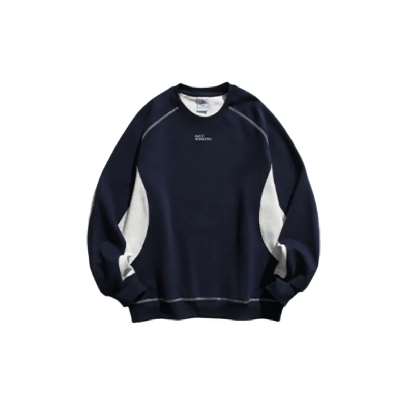 Velvet Raglan Sleeve Color Matching Printed Round Neck Pullover Sweatshirt-4