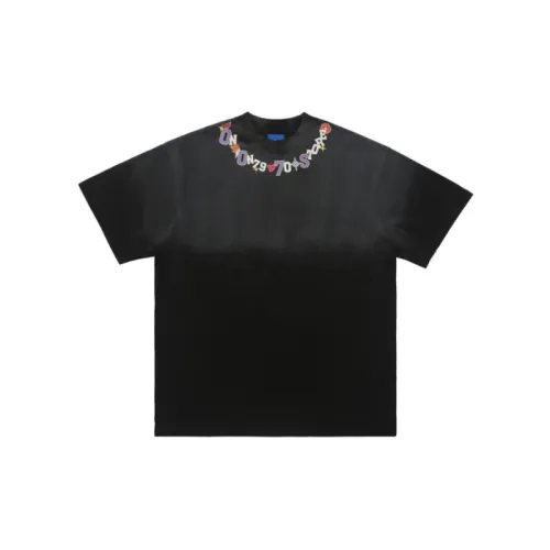 Wash Old Street Petal Print Short sleeved Loose Shoulder T shirt