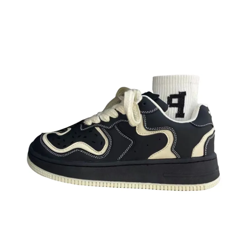 Ins Style Retro Black Non slip Niche Thick soled Skateboarding Shoe-0