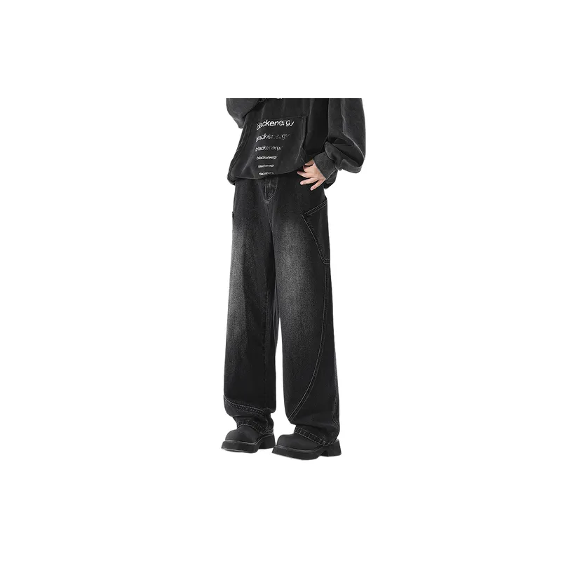 Fashionable Loose Straight Leg Jeans-1