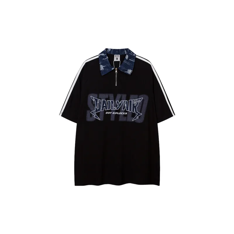 Loose Denim Lapel POLO Shirt-2