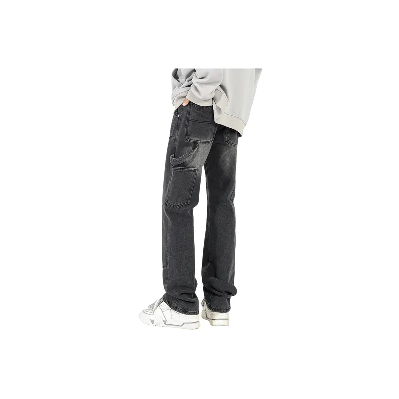 Simple Striped Loose Cotton Cargo Pants-1