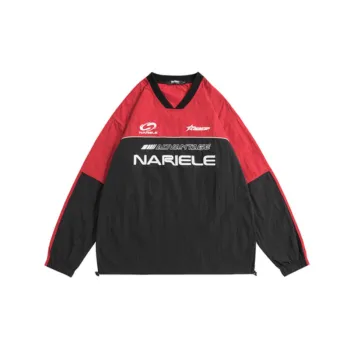 Loose Stitching Drawstring Long Sleeve T shirt