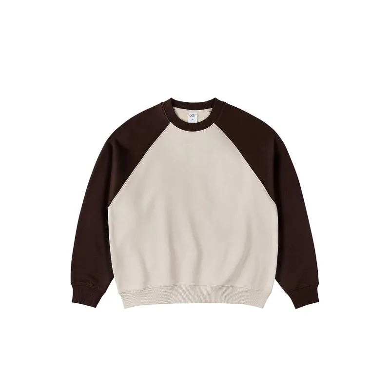 Fleece lined Raglan Sleeve Crew Neck Loose Sweatshirt-6