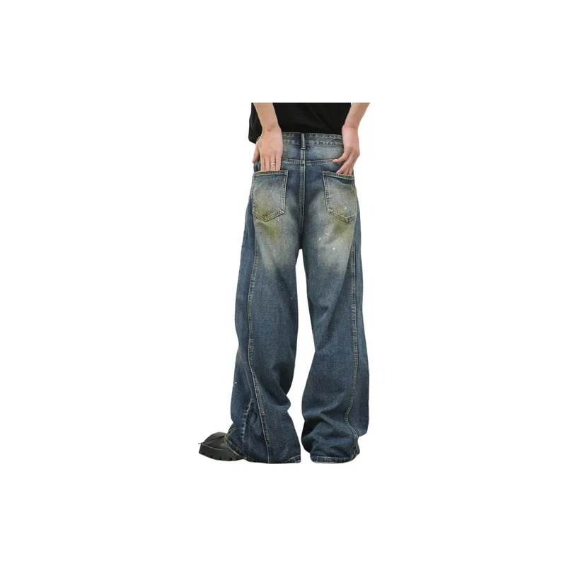Retro Patchwork Washed Jeans-2