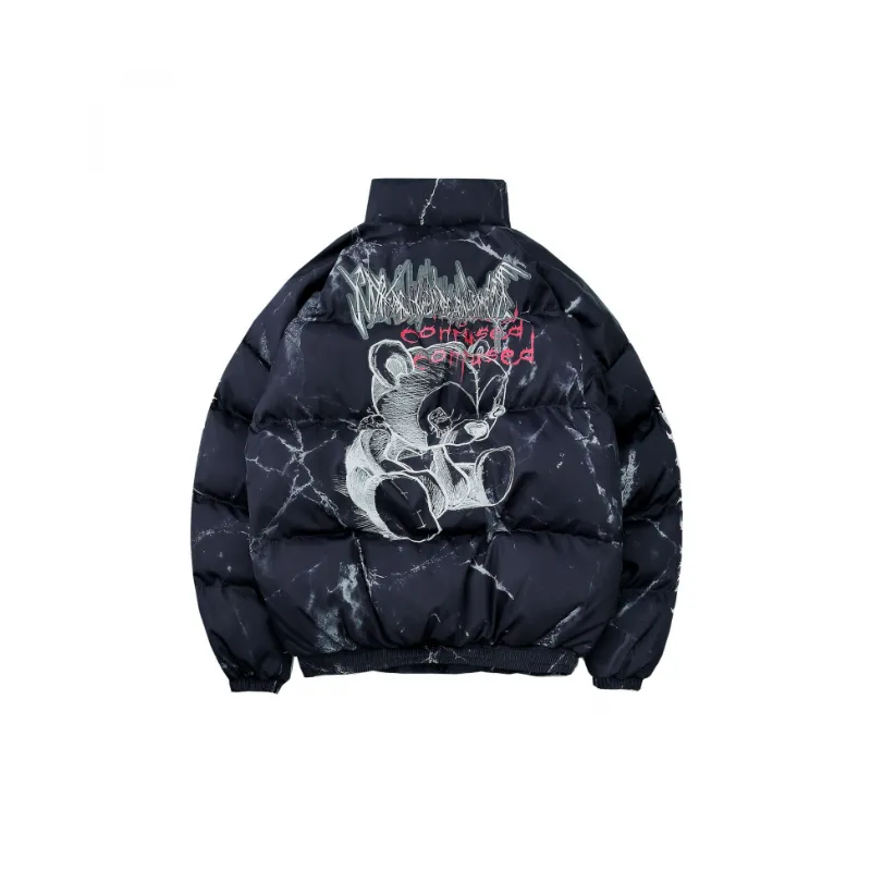 Graffiti Dark Wind Bear Cotton padded Jacket-1