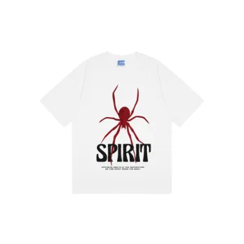Spider Print Loose Round Neck T Shirt