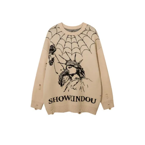 New Season Style Retro Design Spider Jacquard Loose Crewnwck Knit