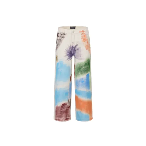 High Street Multicolor Graffiti Niche Design Jeans