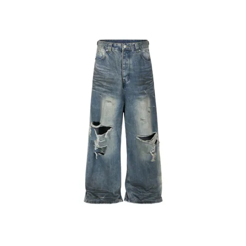 Vintage Washed Old Crease Textured Jeans